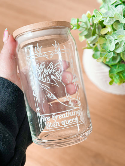 Fire Breathing Bitch Queen Sipper Glass, 16oz