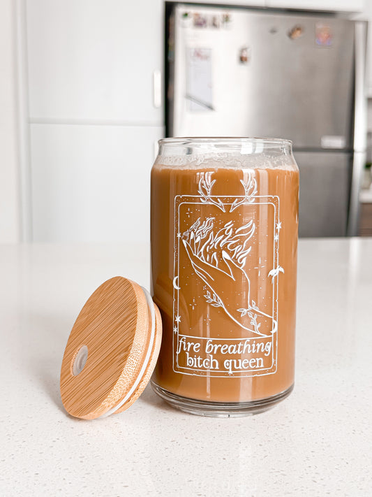 Fire Breathing Bitch Queen Beer Can Glass, 16oz