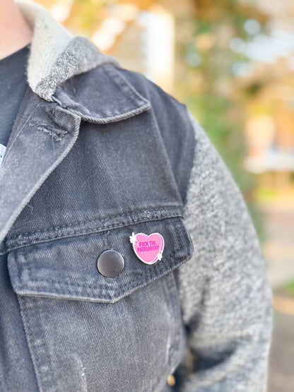 F*ck the Patriarchy Conversation Heart Hard Enamel Pin