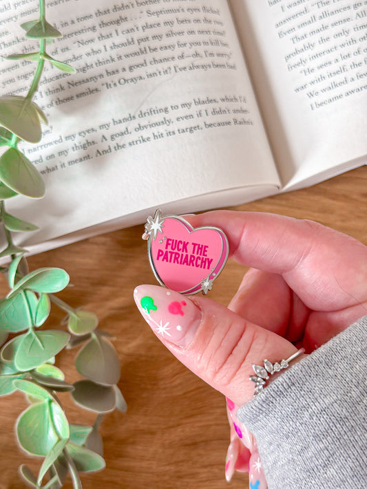 F*ck the Patriarchy Conversation Heart Hard Enamel Pin