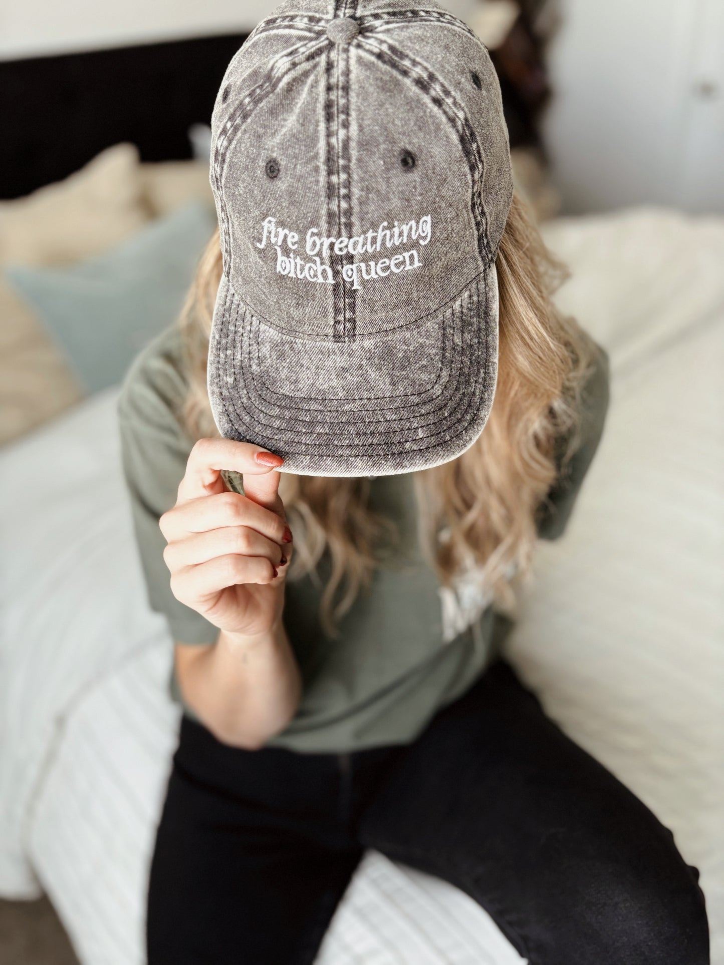 Fire Breathing Bitch Queen Vintage Embroidered Hat