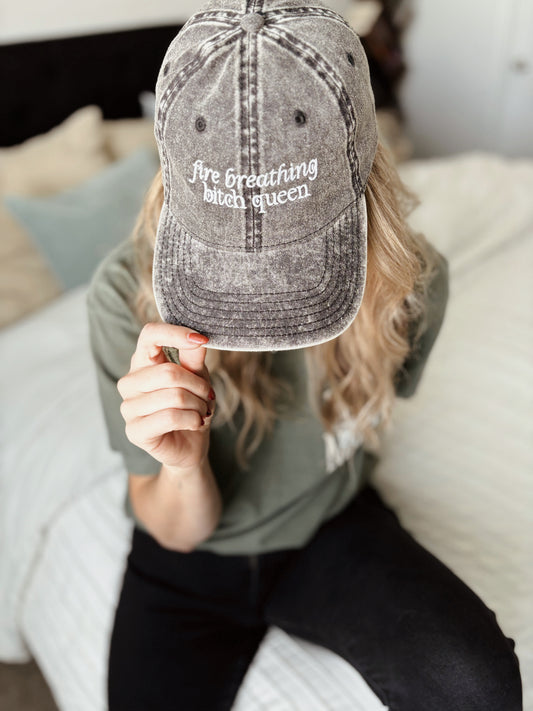 Fire Breathing Bitch Queen Vintage Embroidered Hat