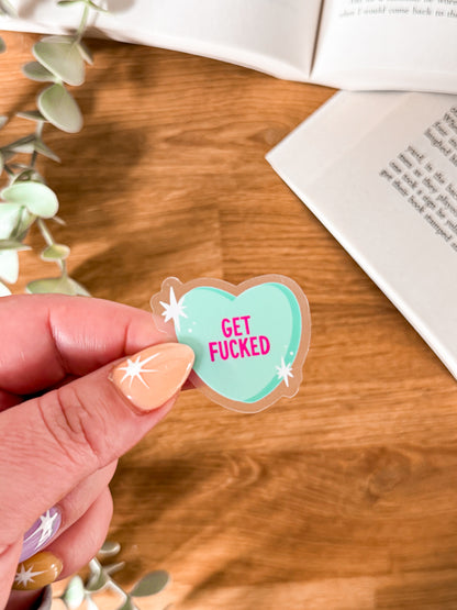 Get F*cked Conversation Heart Vinyl Sticker