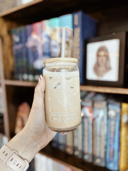 Fire Breathing Bitch Queen Sipper Glass, 16oz