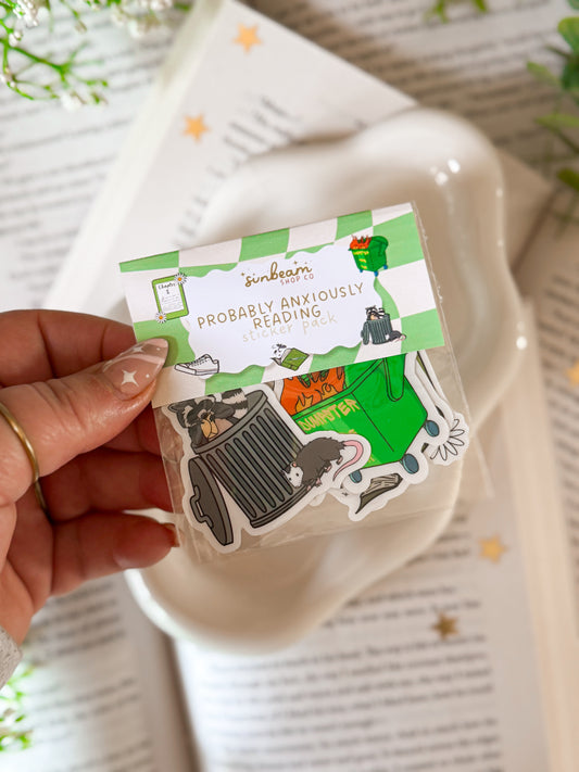 Probably.Anxiously.Reading Vinyl Sticker Pack