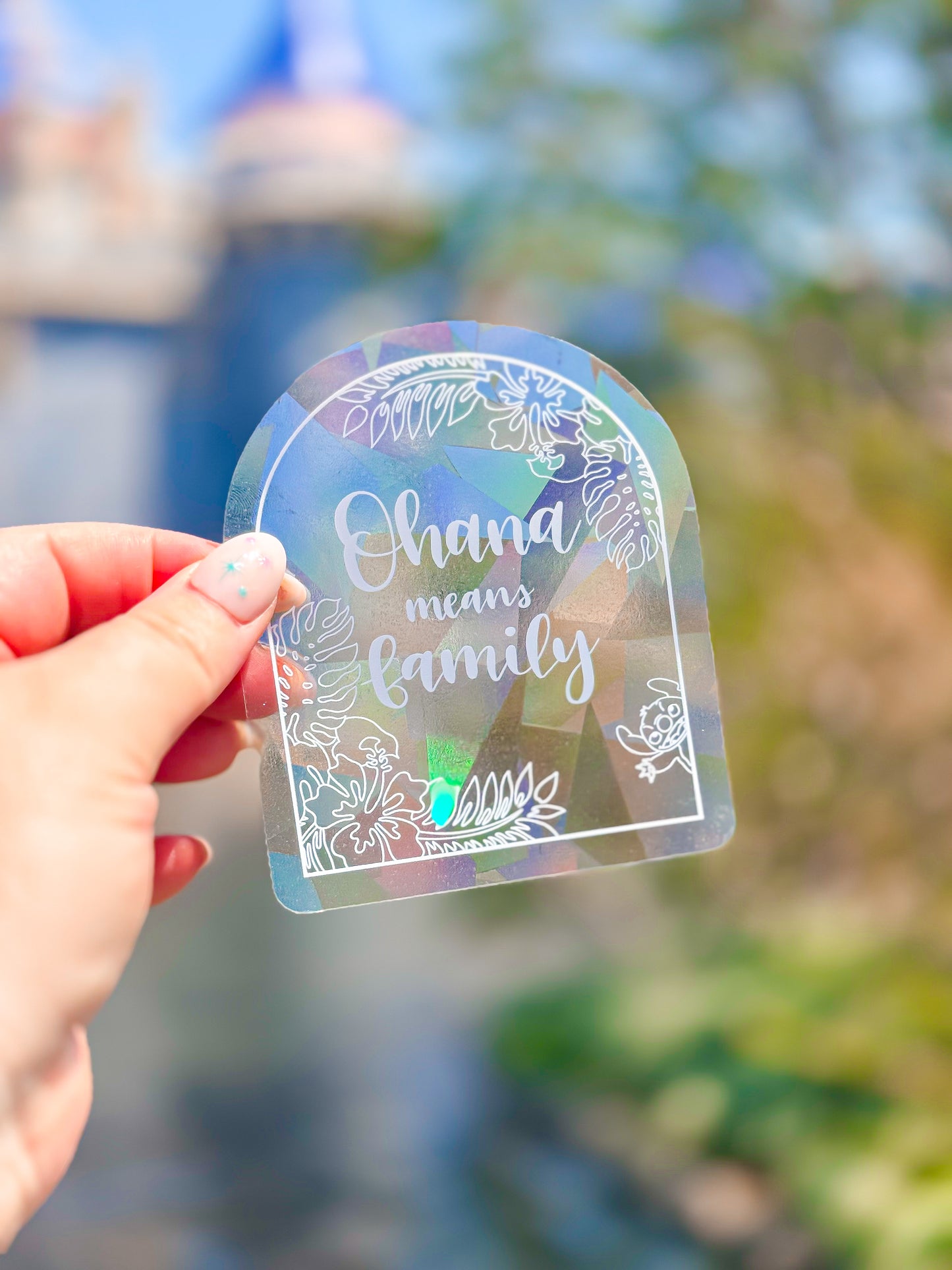 Ohana Means Family Suncatcher Sticker