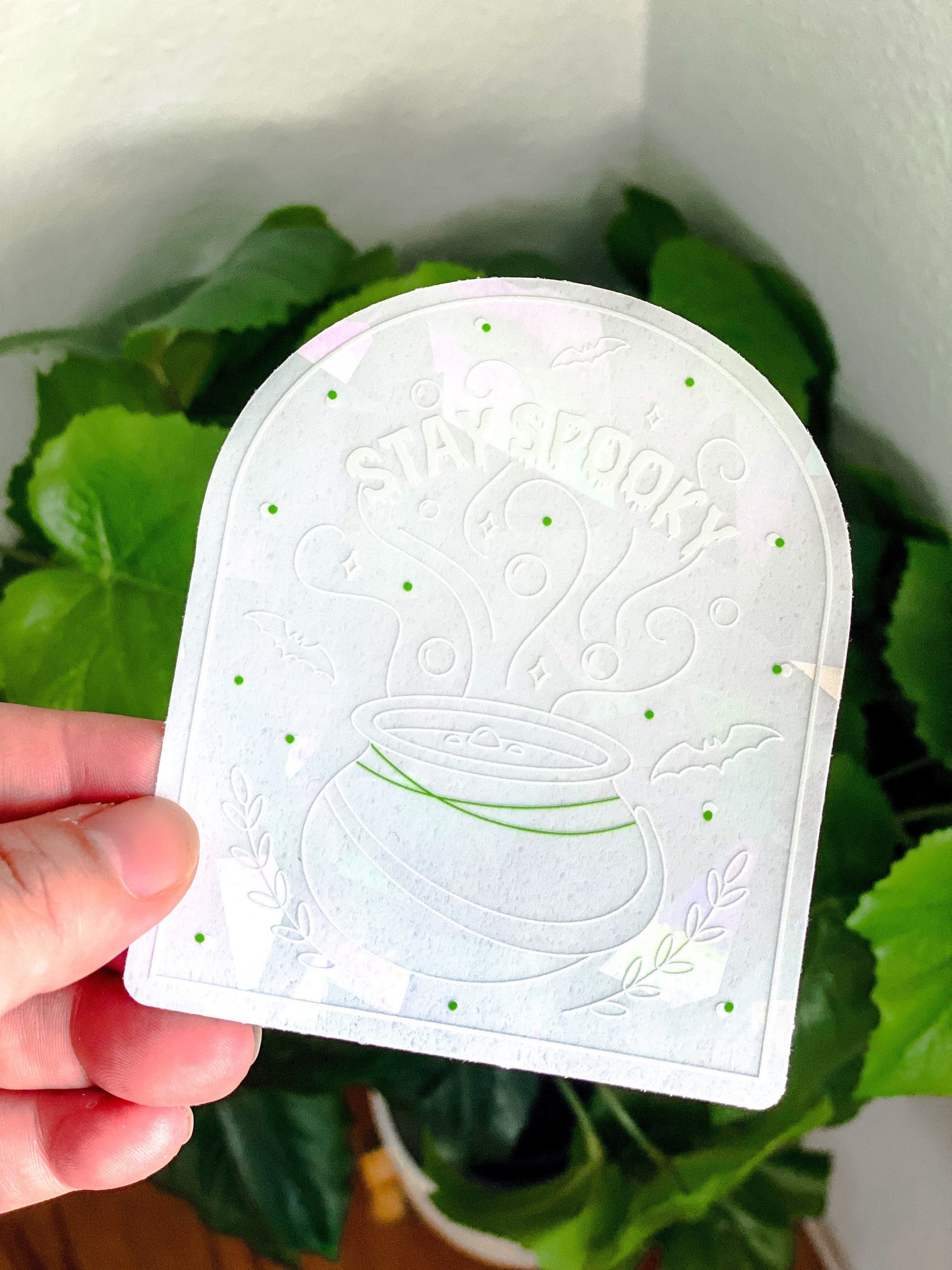 Stay Spooky Cauldron Suncatcher Sticker