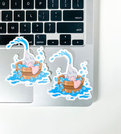 Baby Dumbo in Bath Vinyl Sticker