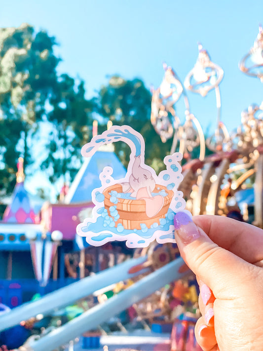 Baby Dumbo in Bath Vinyl Sticker